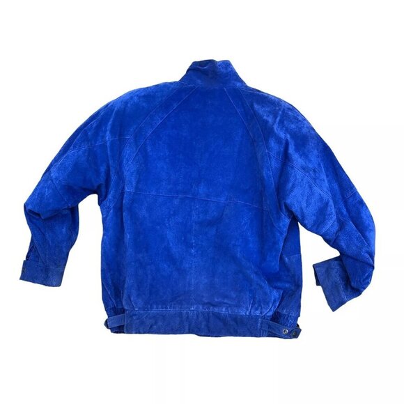 VTG 90s TIDEWATER TRADERS Jacket Women's LARGE Leather Suede Blue Retro Coat​​​ - Picture 2 of 14